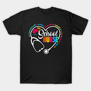 School Nurse  Love Heart Nurse T-Shirt